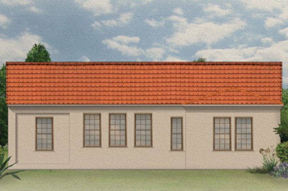Exterior - Rear Elevation 1 for Mediterranean House Plan #1058-2 - 3 bed, 2 bath