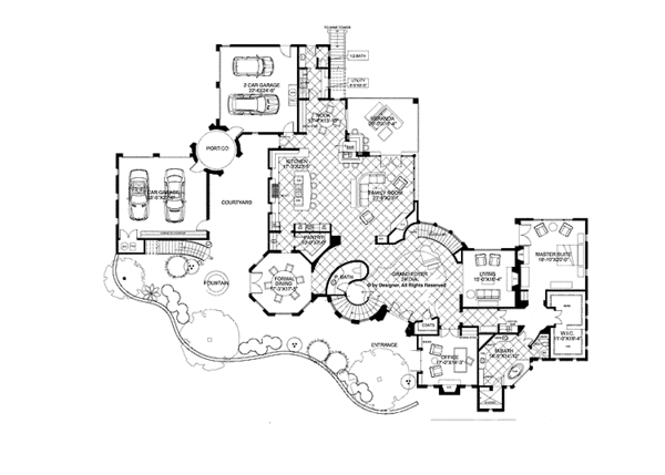 Architectural House Design - Mediterranean Floor Plan - Main Floor Plan #944-2