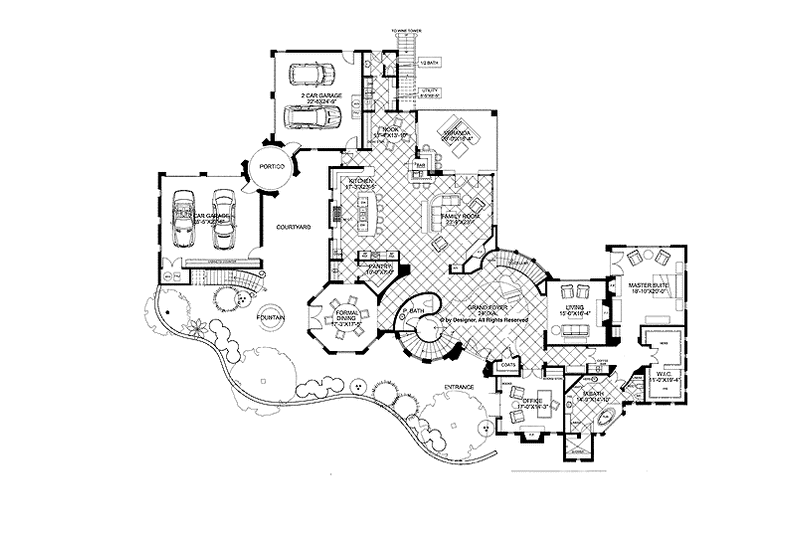 Dream House Plan - Floor Plan - Main Floor for Mediterranean House Plan #944-2 - 5 bed, 5 bath