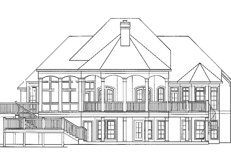 Home Plan - Exterior - Rear Elevation for Adobe / Southwestern House Plan #952-145 - 3 bed, 3.5 bath