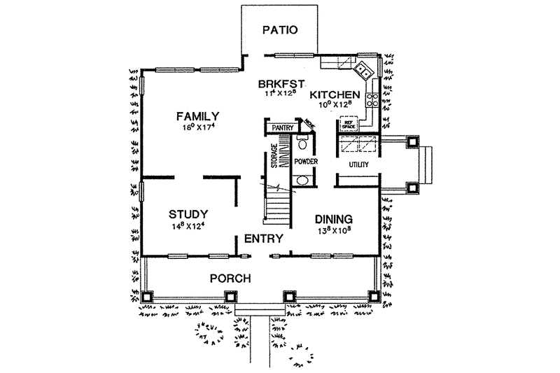 Architectural House Design - Floor Plan - Main Floor for Craftsman House Plan #472-184 - 3 bed, 2.5 bath