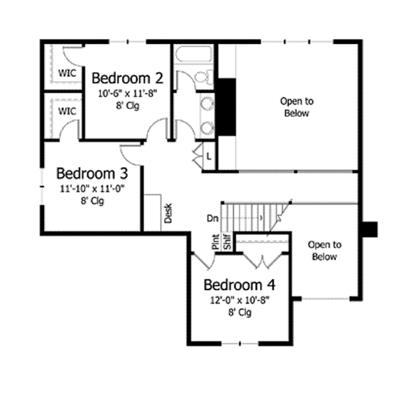 House Plan Design - Colonial Floor Plan - Upper Floor Plan #51-1036