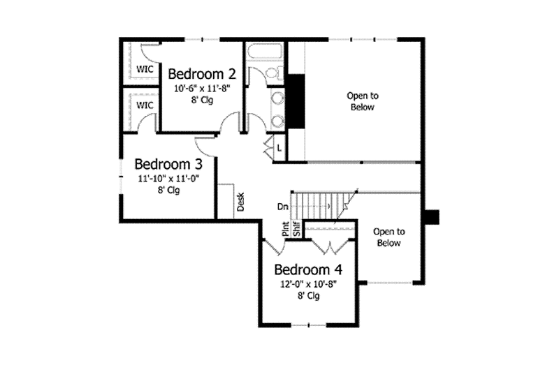 Dream House Plan - Floor Plan - Upper Floor for Colonial House Plan #51-1036 - 4 bed, 2.5 bath