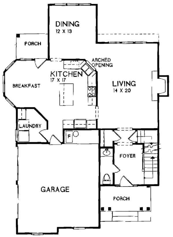Architectural House Design - Colonial Floor Plan - Main Floor Plan #129-167
