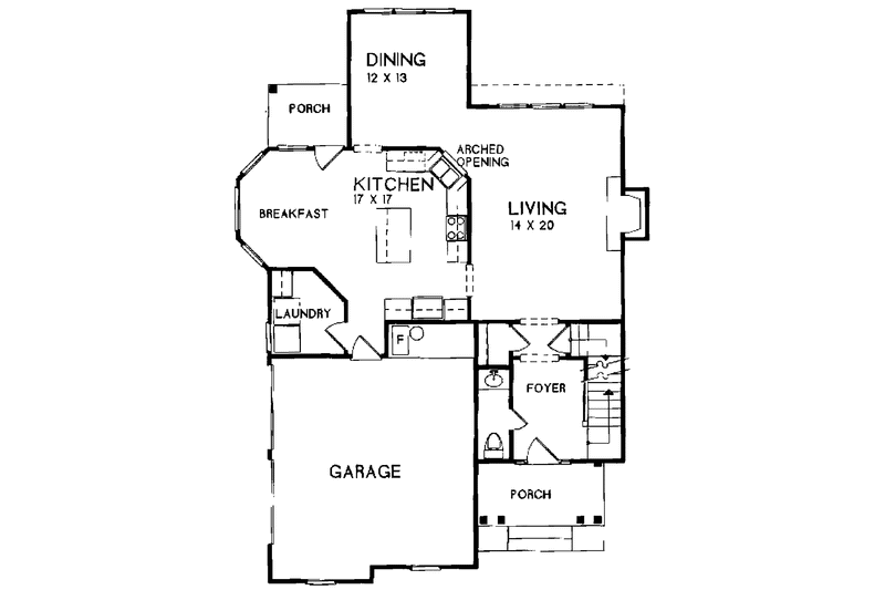 Architectural House Design - Floor Plan - Main Floor for Colonial House Plan #129-167 - 3 bed, 2.5 bath
