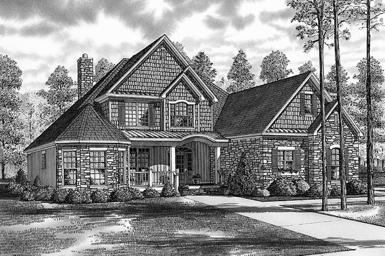 Exterior - Front Elevation 3 for Craftsman House Plan #17-2807 - 4 bed, 3 bath