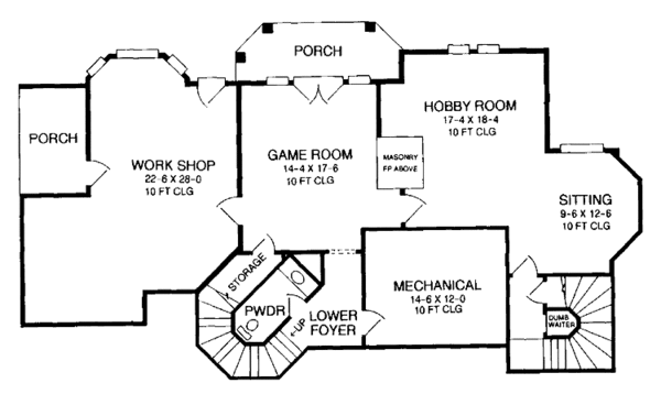 Architectural House Design - Tudor Floor Plan - Lower Floor Plan #952-139