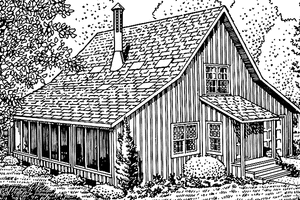 House Plan Design - Exterior - Front Elevation for Cabin House Plan #320-1169 - 2 bed, 1.5 bath