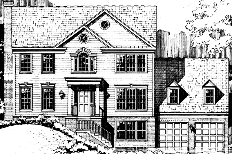 House Blueprint - Colonial Exterior - Front Elevation Plan #953-43