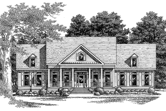 Exterior - Front Elevation 3 for Classical House Plan #927-252 - 4 bed, 3 bath