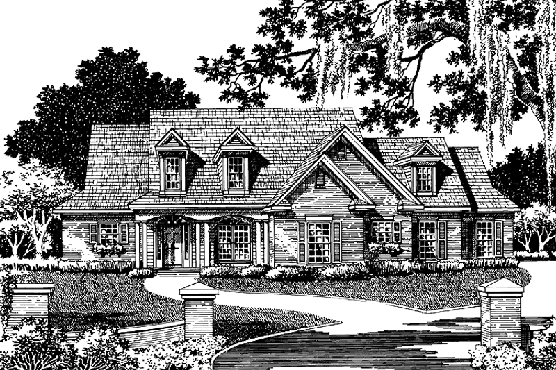 House Blueprint - Exterior - Front Elevation 3 for Country House Plan #952-216 - 4 bed, 3 bath