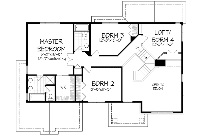Home Plan - Floor Plan - Upper Floor for Prairie House Plan #320-1080 - 3 bed, 2.5 bath