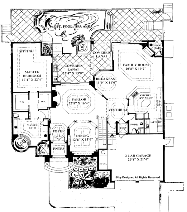 House Plan Design - Mediterranean Floor Plan - Main Floor Plan #1017-59