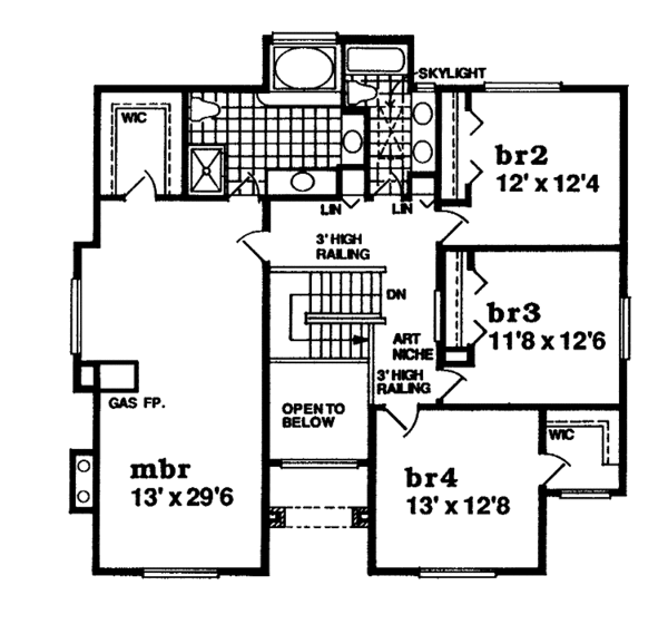 House Blueprint - European Floor Plan - Upper Floor Plan #47-1032