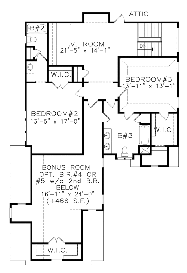 House Plan Design - Traditional Floor Plan - Upper Floor Plan #54-317