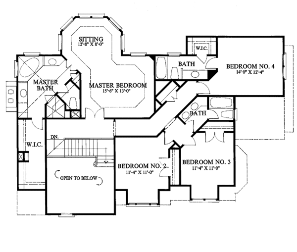 Architectural House Design - Colonial Floor Plan - Upper Floor Plan #429-89