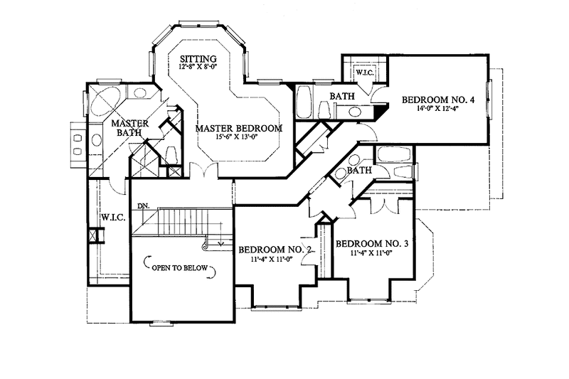 Home Plan - Floor Plan - Upper Floor for Colonial House Plan #429-89 - 4 bed, 3.5 bath