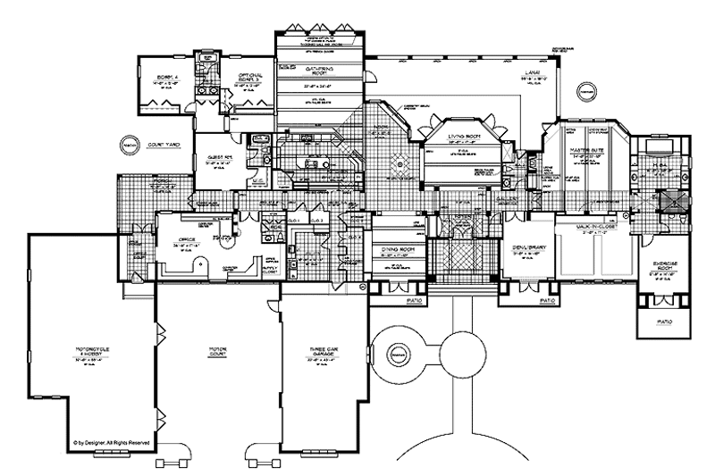 Home Plan - Floor Plan - Main Floor for Mediterranean House Plan #999-117 - 3 bed, 4.5 bath