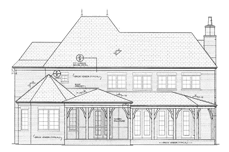 Home Plan - Exterior - Rear Elevation for European House Plan #453-161 - 4 bed, 3.5 bath
