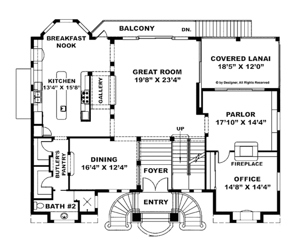 House Plan Design - Mediterranean Floor Plan - Main Floor Plan #1017-79