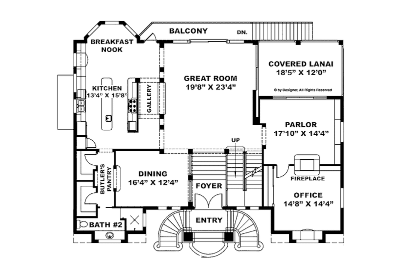 Home Plan - Floor Plan - Main Floor for Mediterranean House Plan #1017-79 - 3 bed, 3 bath