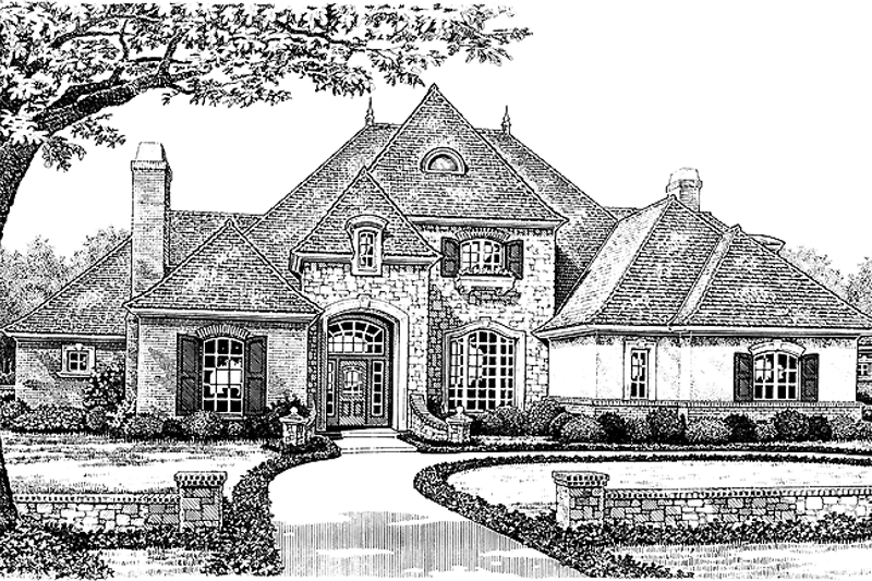 Home Plan - Exterior - Front Elevation 3 for European House Plan #310-1134 - 4 bed, 4.5 bath