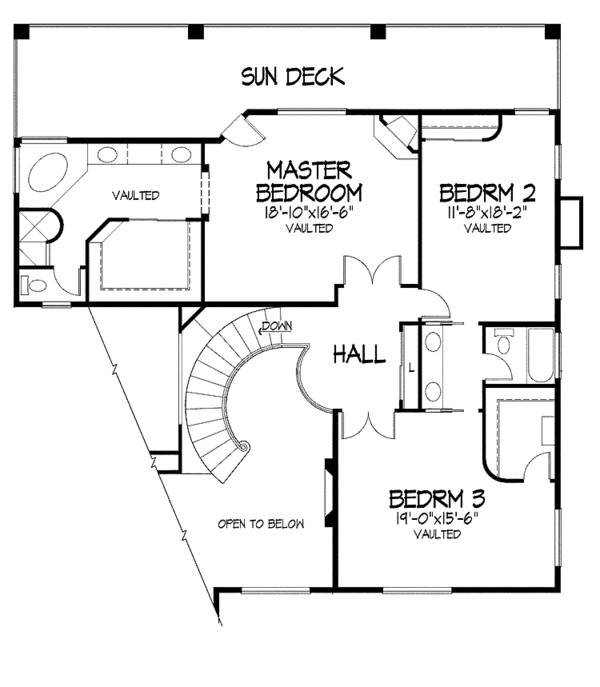 Architectural House Design - Mediterranean Floor Plan - Upper Floor Plan #320-973