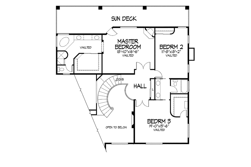 Dream House Plan - Floor Plan - Upper Floor for Mediterranean House Plan #320-973 - 4 bed, 3 bath