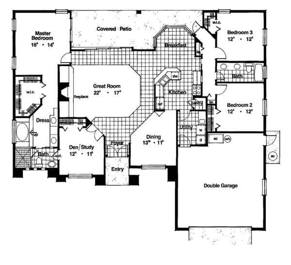House Plan Design - Mediterranean Floor Plan - Main Floor Plan #417-451