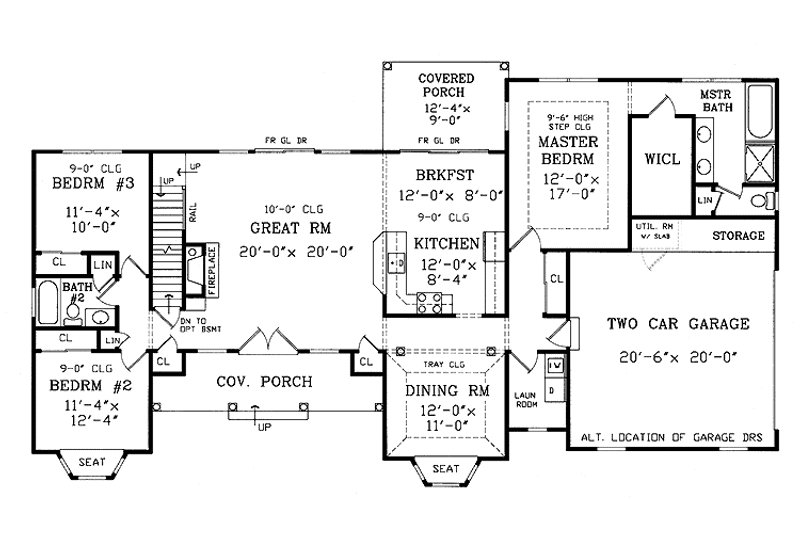 Architectural House Design - Floor Plan - Main Floor for Country House Plan #314-231 - 3 bed, 2 bath
