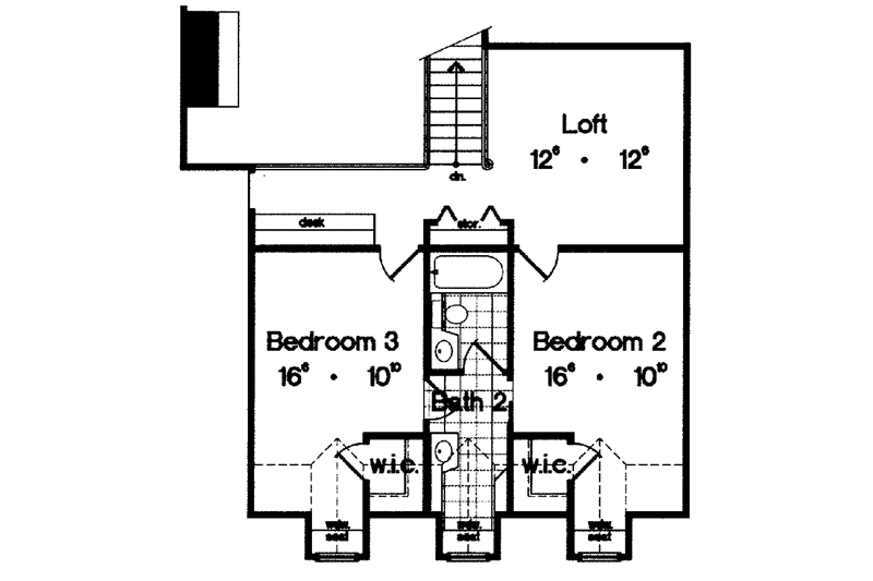 Architectural House Design - Floor Plan - Upper Floor for Mediterranean House Plan #417-654 - 3 bed, 2.5 bath