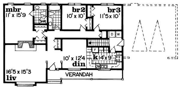 Home Plan - Ranch Floor Plan - Main Floor Plan #47-720