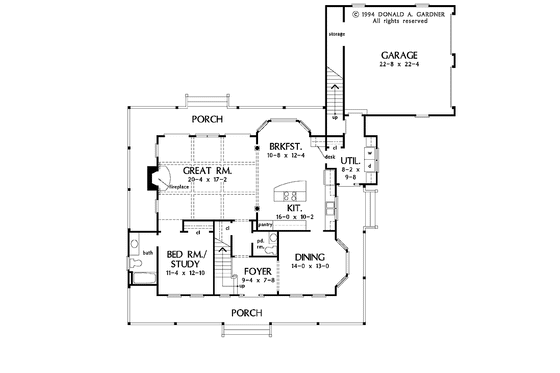 Floor Plan - Main Floor for Country House Plan #929-546 - 4 bed, 3.5 bath