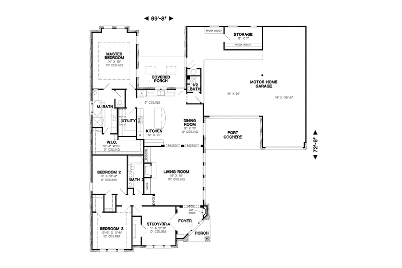 Architectural House Design - Floor Plan - Main Floor for European House Plan #968-7 - 3 bed, 2.5 bath