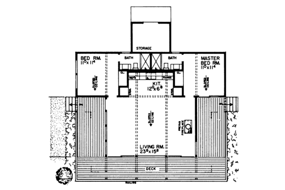 Floor Plan - Main Floor for Contemporary House Plan #72-529 - 2 bed, 2 bath