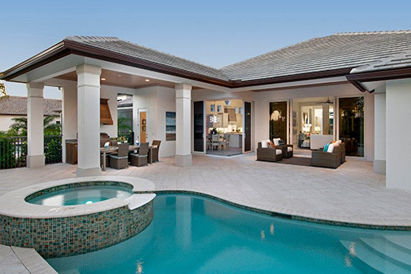 Architectural House Design - Exterior - Rear Elevation for Mediterranean House Plan #1017-156 - 3 bed, 3.5 bath