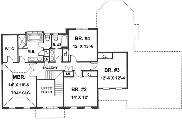 Home Plan - Classical Floor Plan - Upper Floor Plan #1001-35