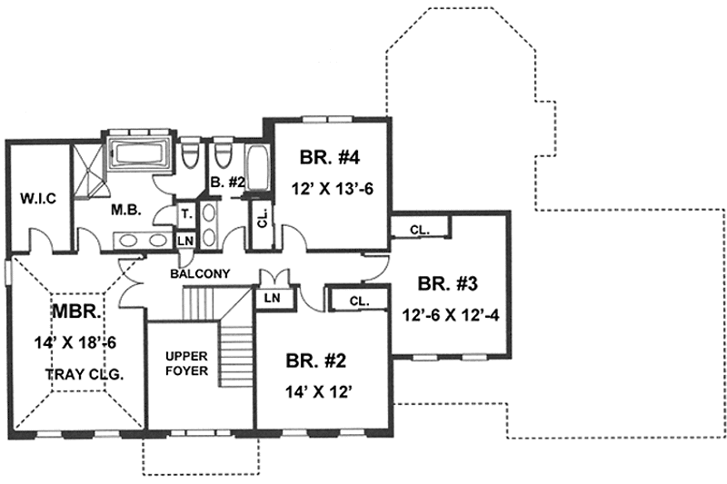 Home Plan - Floor Plan - Upper Floor for Classical House Plan #1001-35 - 4 bed, 2.5 bath