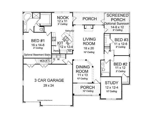 Architectural House Design - Traditional Floor Plan - Main Floor Plan #513-2117