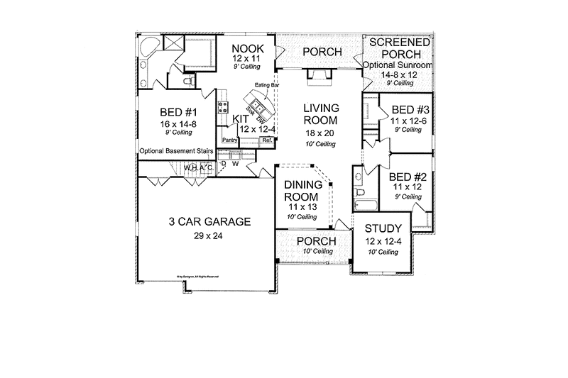 House Blueprint - Floor Plan - Main Floor for Traditional House Plan #513-2117 - 3 bed, 2 bath
