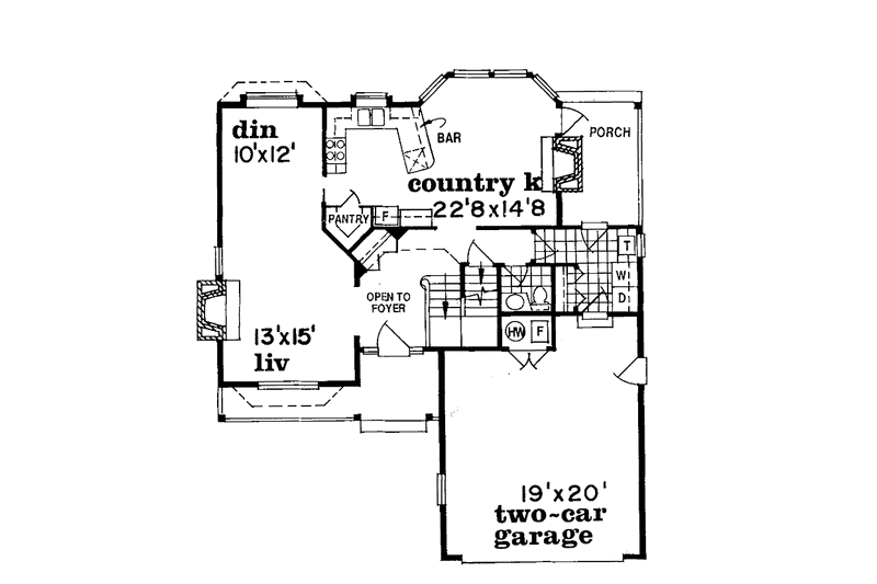 Architectural House Design - Floor Plan - Main Floor for Victorian House Plan #47-813 - 3 bed, 2.5 bath