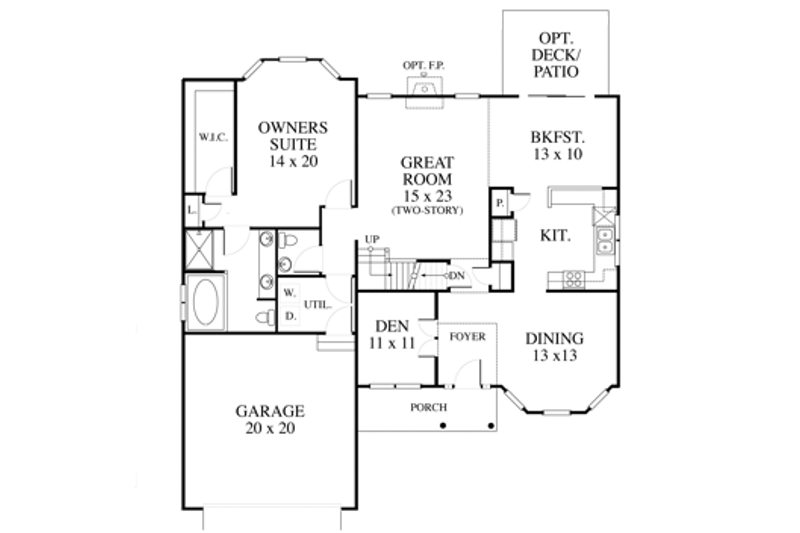 Dream House Plan - Floor Plan - Main Floor for Country House Plan #1053-70 - 3 bed, 2.5 bath