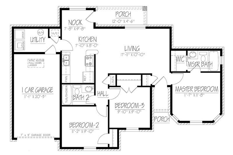 Dream House Plan - Floor Plan - Main Floor for Ranch House Plan #1061-32 - 3 bed, 2 bath