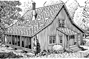House Plan Design - Exterior - Front Elevation for Cabin House Plan #320-1168 - 3 bed, 1.5 bath