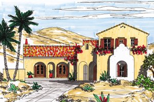 House Blueprint - Mediterranean Exterior - Front Elevation Plan #76-122
