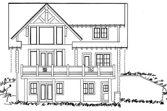 Exterior - Rear Elevation for Log House Plan #942-23 - 3 bed, 2.5 bath