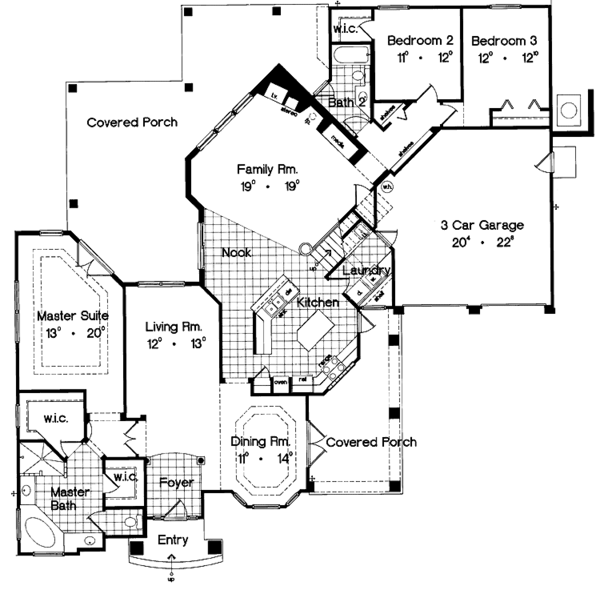 House Design - Mediterranean Floor Plan - Main Floor Plan #417-551