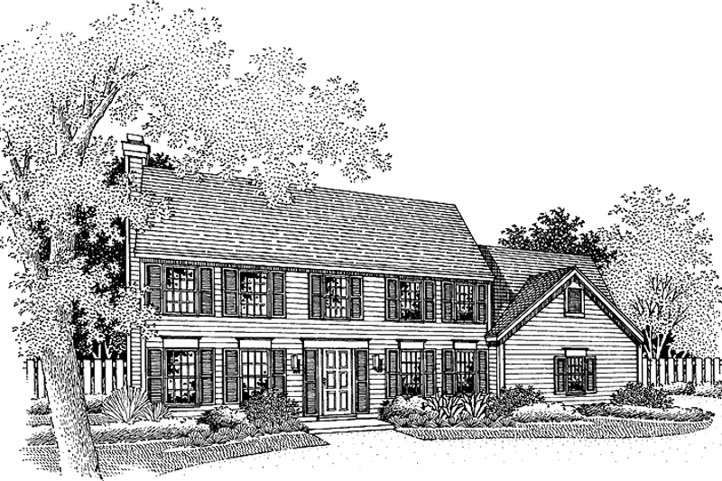 Home Plan - Exterior - Front Elevation 3 for Classical House Plan #320-543 - 4 bed, 2.5 bath