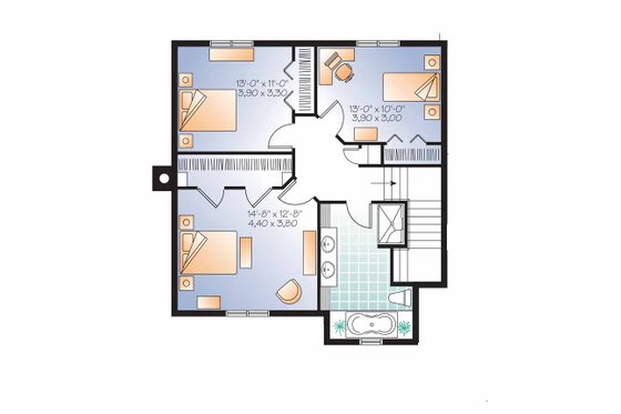 Floor Plan - Upper Floor for Country House Plan #23-2509 - 3 bed, 1.5 bath