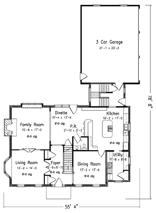Architectural House Design - Classical Floor Plan - Main Floor Plan #994-6